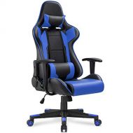 Homall Gaming Office Chair Computer Desk Chair Racing Style High Back PU Leather Chair Executive and Ergonomic Style Swivel Chair with Headrest and Lumbar Support (Blue)
