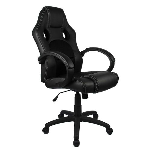  Homall Executive Swivel Leather Office Chair, Racing Chair High-back Gaming Chair Pu Leather and Mesh Bucket Seat,computer Swivel Lumbar Support Chair (Black)