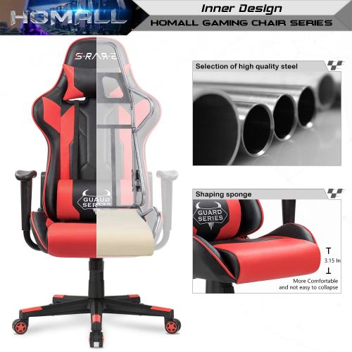  Homall Gaming Chair Racing Style High Back PU Leather Chair Computer Desk Chair (Red)