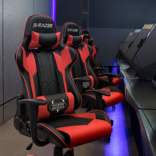  Homall Gaming Chair Racing Style High Back PU Leather Chair Computer Desk Chair (Red)