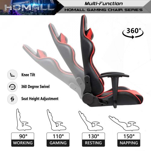  Homall Gaming Chair Racing Style High Back PU Leather Chair Computer Desk Chair (Red)