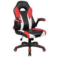 Homall Gaming Chair Racing Chair Ergonomic Computer Chair High Back Office Chair PU Leather Desk Chair Executive Swivel Task Chair with Wide Seat Flip Up Padded Armrests (Red)