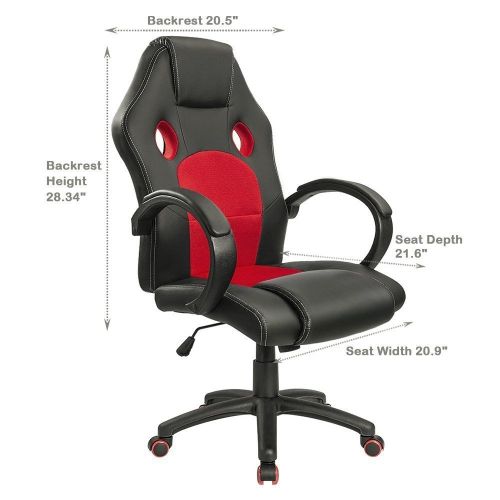  Homall Gaming Chair Ergonomic Racing Style Computer Chair High Back Office Chair Executive Swivel Task Chair Leather Cobra Mesh Desk Chair Padded Armrests Bucket Seat and Lumbar Su