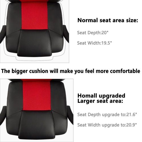  Homall Gaming Chair Ergonomic Racing Style Computer Chair High Back Office Chair Executive Swivel Task Chair Leather Cobra Mesh Desk Chair Padded Armrests Bucket Seat and Lumbar Su