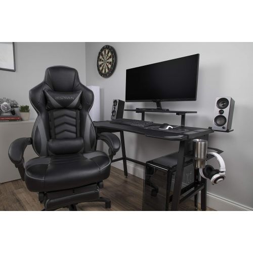  Homall RESPAWN-110 Racing Style Gaming Chair - Reclining Ergonomic Leather Chair with Footrest, Office Or Gaming Chair (RSP-110-GRY)