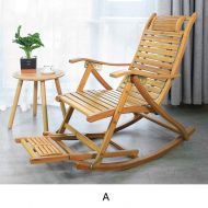 Homall XIAOMEI Folding Rocking Chair,Natural Bamboo Lounger with Foot Rest Zero Gravity Adjustable Reclining Back for Adults Old People The Aged