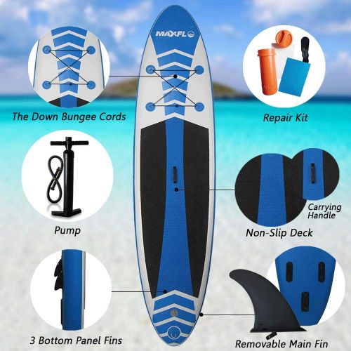  Homarden Inflatable Stand Up Paddle Board 10’6” Long & 6” Thick with Premium SUP Accessories & Carry Bag | EXTRA Wide Stance, Bottom Fin for Paddling, Surf Control, Non-Slip Deck | Youth &