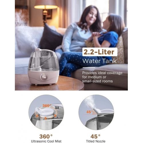  [아마존 핫딜] Homasy Cool Mist Humidifiers, Quiet Ultrasonic Humidifiers for Bedroom Baby, Easy to Clean Air Humidifier, Last Up to 24 Hours, Auto Shut-Off, Adjustable Mist Output