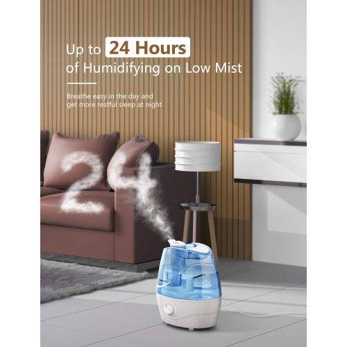  [아마존베스트]Homasy VicTsing 2.2L Cool Mist Humidifiers, Quiet Ultrasonic Humidifiers for Bedroom Baby, Easy to Clean Baby Humidifier, Last Up to 24 Hours, Auto Shut-Off, Anti-Slip Handle, Adju