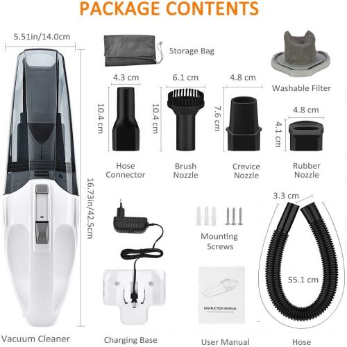  Homasy Handheld Vacuum Cordless, Portable Car Hand Held Vacuum Cleaner, with Rechargeable Lightweight and Powerful Cyclonic Suction, for Home, Office, Pet and Dust Cleaning