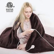 [아마존 핫딜] Homde Heated Electric Throw 50 Inch x 60 Inch Reversible Flannel/Sherpa Washable Blanket with 3-Heat Setting Auto-Off Controller for Bed or Couch (Brown)