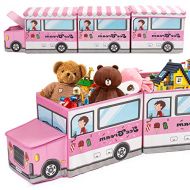 [아마존베스트]Homde Toy Storage Organizers Bins Train Shape Collapsible Toy Chests and Storage Cute Ice Cream Truck playroom Storage for Kids Girls (Pink)