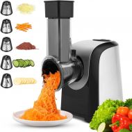 Homdox Electric Cheese Grater, 5 in 1 Professional Cheese Grater Electric Vegetable Slicer, Rotary Electric Slicer/Shredder Spiralizer for Veggies, Grated Carrots, Salad, Broccoli Slaw, C