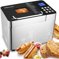 Homdox Bread Maker, Stainless Steel, 600 W, with 25 Baking Programmes, 3 Bread Sizes (500 g / 750 g / 1000 g), 3 Baking Colours, Viewing Window, Timer and Warming Function, BPA Free, GS T