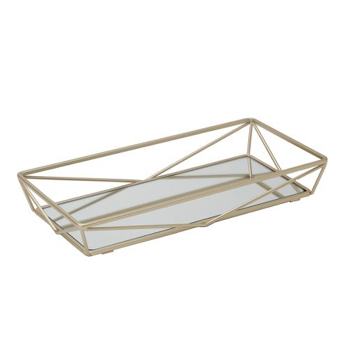  Home Details Geometric Mirrored Vanity Tray in Satin Gold