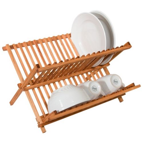  Home Basics Rustic Collection Pine Folding Dish Rack by Home Basics