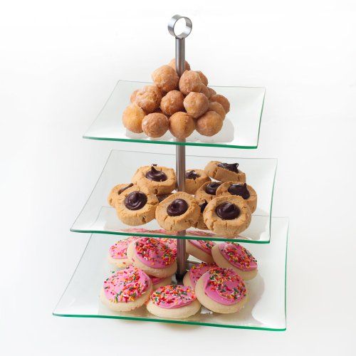  Chef Buddy 82-47532 3-Tier Square Glass Buffet and Dessert Stand