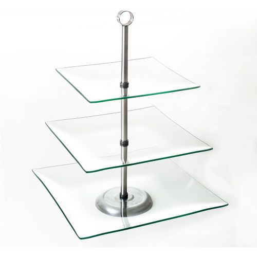  Chef Buddy 82-47532 3-Tier Square Glass Buffet and Dessert Stand