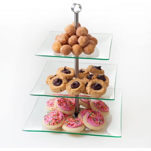  Chef Buddy 82-47532 3-Tier Square Glass Buffet and Dessert Stand