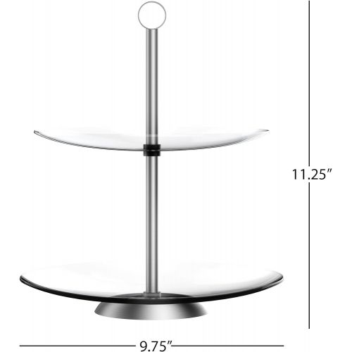  Dessert Tower-Two Tier, Round Glass Display Stand for Cookies, Cupcakes, Pastries, Hors d’oeuvres and Appetizers-Great for Parties by Chef Buddy