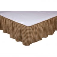 Home VHC Brands Rustic Cedar Ridge Cotton Split Corners Gathered Plaid Queen Bed Skirt, Green