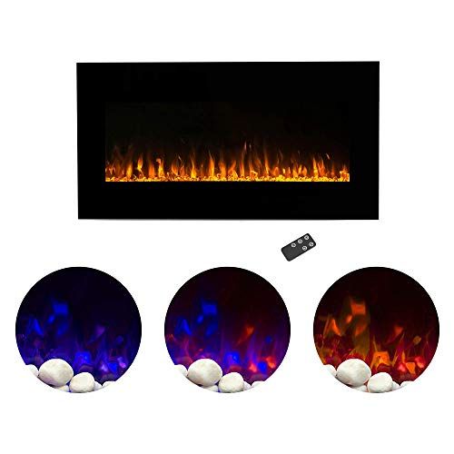  Home Electric Fireplace-Wall Mounted with LED Fire and Ice Flame, Adjustable Heat and Remote Control-36 inch by Northwest (Black), 36, Midnight