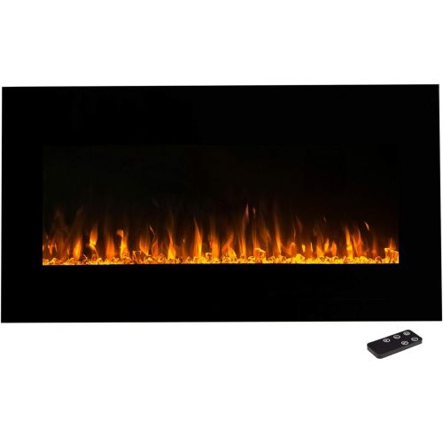  Home Electric Fireplace-Wall Mounted with LED Fire and Ice Flame, Adjustable Heat and Remote Control-36 inch by Northwest (Black), 36, Midnight