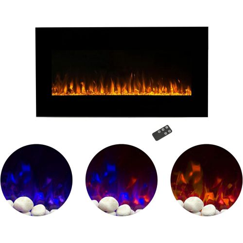  Home Electric Fireplace-Wall Mounted with LED Fire and Ice Flame, Adjustable Heat and Remote Control-36 inch by Northwest (Black), 36, Midnight