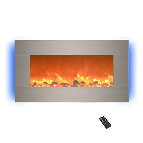  Home 13 (Brushed Silver) Electric Fireplace-Wall Mounted with 13 Backlight Colors, Adjustable Heat and Remote Control-31 inch by Northwest, 31