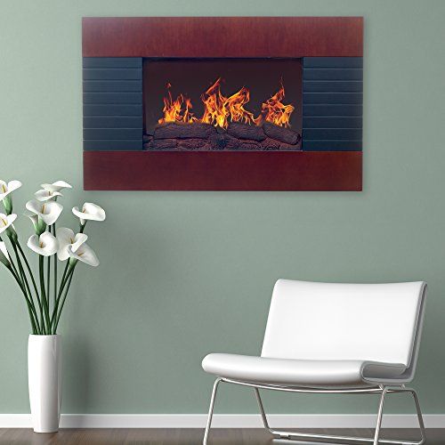  Home Northwest Mahogany Electric Fireplace with Wall Mount & Remote 36-AMZ, Black Chesnut