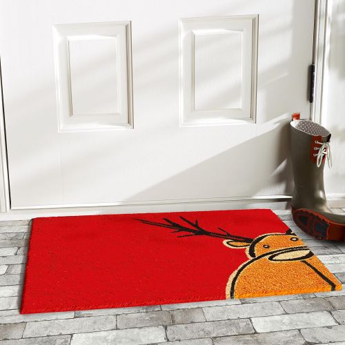  Home & More 120971729 Christmas Moose Doormat, 17 x 29 x 0.60, Multicolor