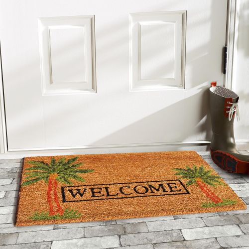  Home & More 120521729 Palm Welcome Doormat, 17 x 29 x 0.60, Multicolor