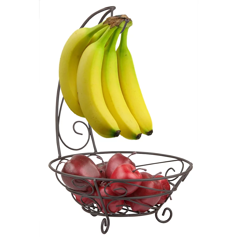  Home Basics Scroll Fruit Basket with Banana Tree in Bronze