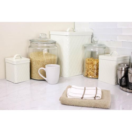  Home Basics Biscuits Tin Canister, One Size, Ivory/Copper