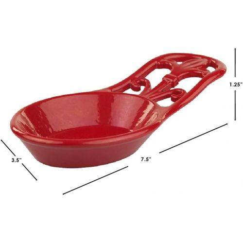  Home Basics Cast Iron Fleur De Lis Spoon Rest (Red)