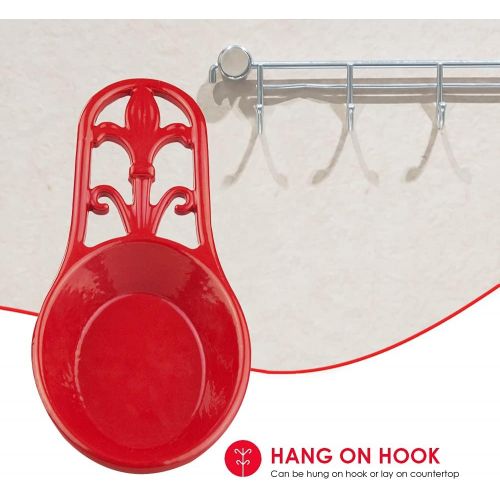  Home Basics Cast Iron Fleur De Lis Spoon Rest (Red)