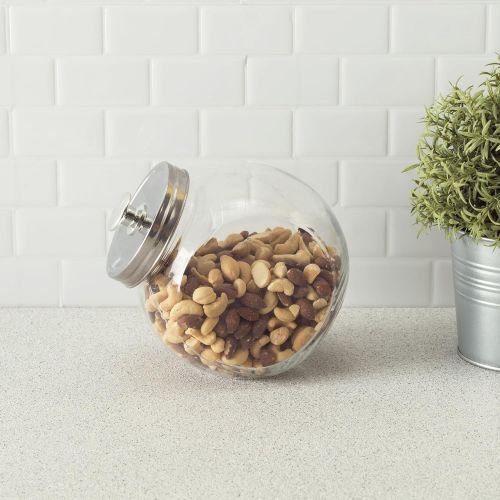  Home Basics Glass Cookie Candy Jar Container with Fresh Sealed Lid  Kitchen Home Decor Storage (Medium)