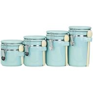 Home Basics 4PC Ceramic Canister Set W/Spoon (Turquoise)