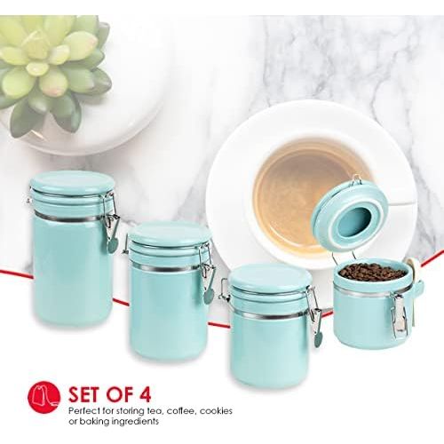  Home Basics 4PC Ceramic Canister Set W/Spoon (Turquoise)