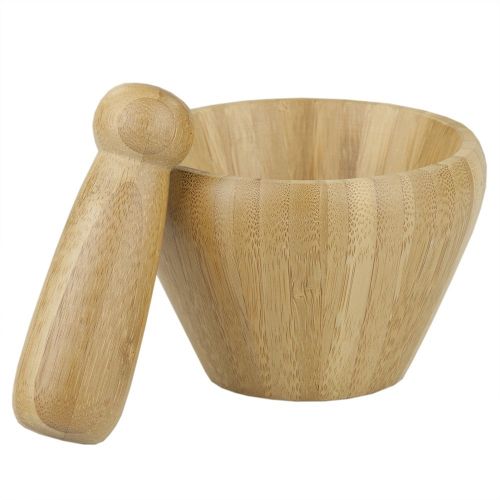  Home Basics Mortar and Pestle Bamboo: Mortar And Pestle Wood: Kitchen & Dining