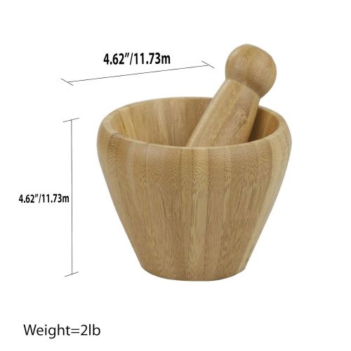  Home Basics Mortar and Pestle Bamboo: Mortar And Pestle Wood: Kitchen & Dining