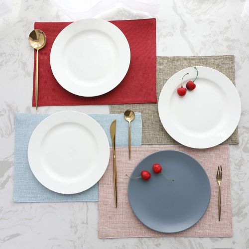  [아마존베스트]Home Brilliant Placemats Set of 4 Heat Resistant Dining Table Place Mats for Kitchen Table, 13 x 19 inches, Pink