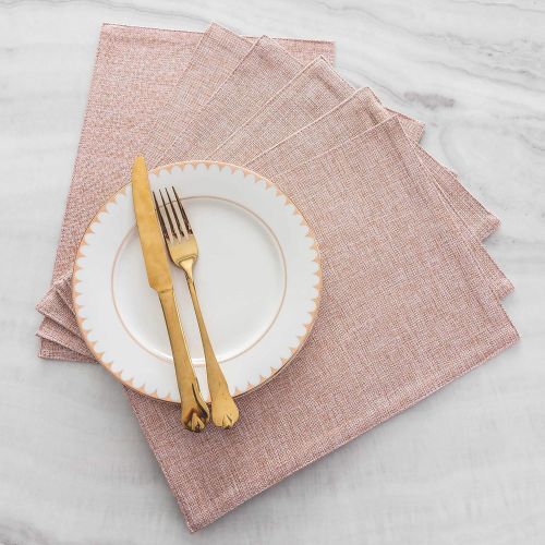  [아마존베스트]Home Brilliant Placemats Set of 4 Heat Resistant Dining Table Place Mats for Kitchen Table, 13 x 19 inches, Pink