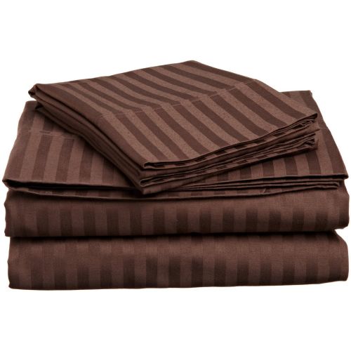  Home Couture Italian 4pc King Sheet Set, Striped Mocha