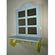 Home Decor By Design Wall Wooden Shelf, Shabby Chic, Wooden Shelf, Nursery Room, Boys Room, Girls Room, Kids Room, Yellow and Blue, Shabby Chic, Peg Hooks, Wall Decor, Storage and Organization, Wall Di