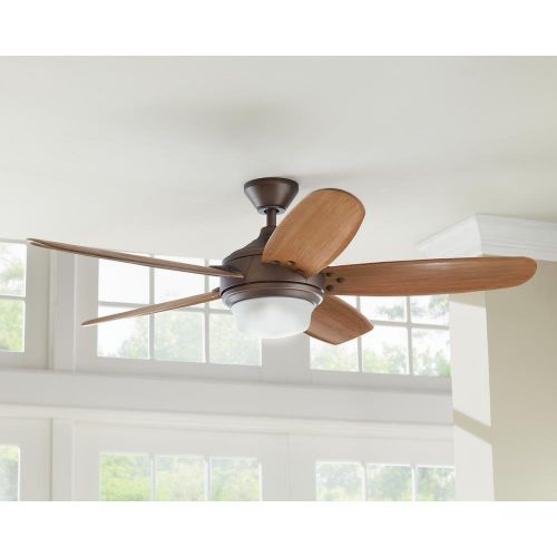  Home Decorators Collection Breezmore 56 in. LED Indoor Mediterranean Bronze Ceiling Fan with Light Kit and Remote Control