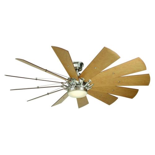  Home Decorators Collection Trudeau 60 in. LED Brushed Nickel Ceiling Fan