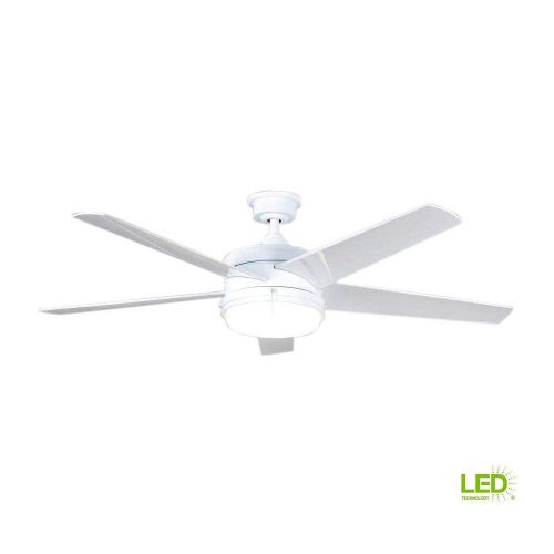  Home Decorators Collection Portwood 60 in. LED IndoorOutdoor White Ceiling Fan