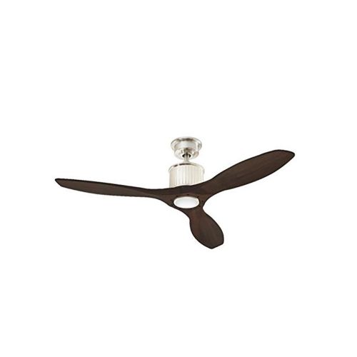  Home Decorators Collection Reagan II 52 in. LED Indoor Brushed Nickel Ceiling Fan with Espresso Blades