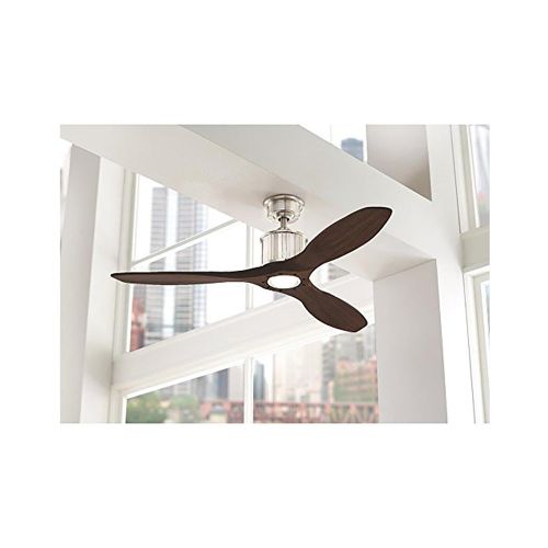  Home Decorators Collection Reagan II 52 in. LED Indoor Brushed Nickel Ceiling Fan with Espresso Blades